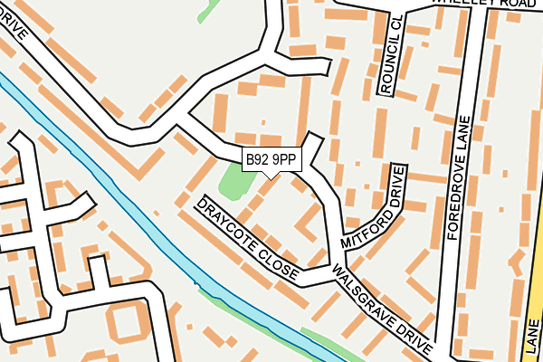 B92 9PP map - OS OpenMap – Local (Ordnance Survey)