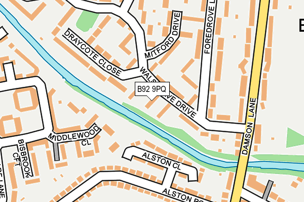 B92 9PQ map - OS OpenMap – Local (Ordnance Survey)