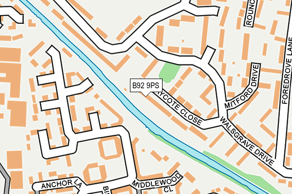 B92 9PS map - OS OpenMap – Local (Ordnance Survey)