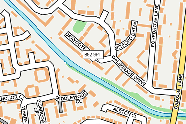 B92 9PT map - OS OpenMap – Local (Ordnance Survey)