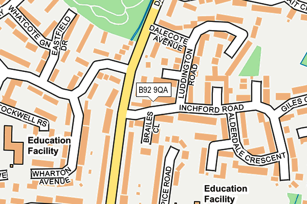 B92 9QA map - OS OpenMap – Local (Ordnance Survey)