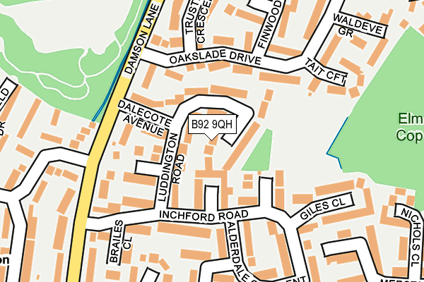 B92 9QH map - OS OpenMap – Local (Ordnance Survey)