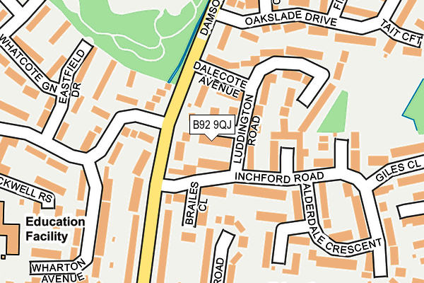 B92 9QJ map - OS OpenMap – Local (Ordnance Survey)