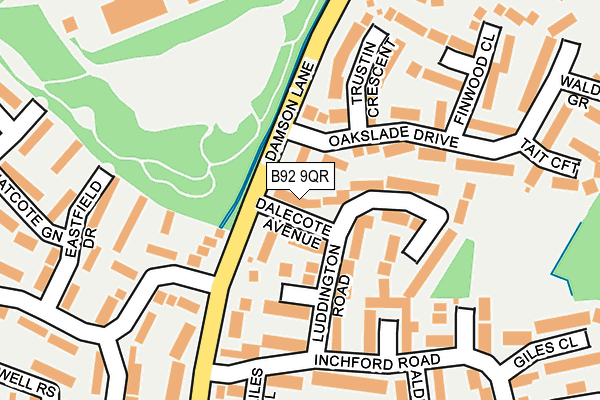 B92 9QR map - OS OpenMap – Local (Ordnance Survey)