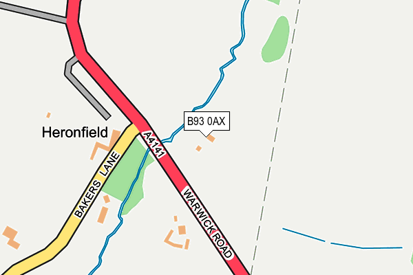 B93 0AX map - OS OpenMap – Local (Ordnance Survey)