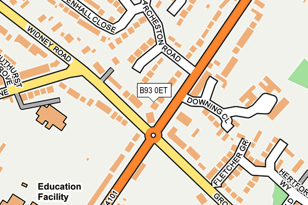 B93 0ET map - OS OpenMap – Local (Ordnance Survey)