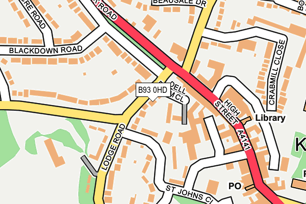 B93 0HD map - OS OpenMap – Local (Ordnance Survey)