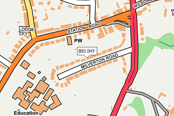 B93 0HY map - OS OpenMap – Local (Ordnance Survey)