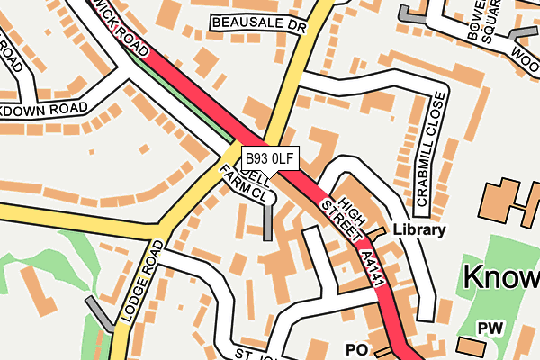 B93 0LF map - OS OpenMap – Local (Ordnance Survey)