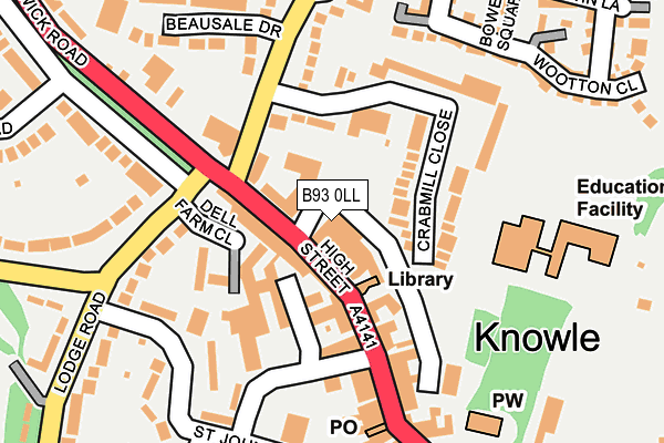 B93 0LL map - OS OpenMap – Local (Ordnance Survey)