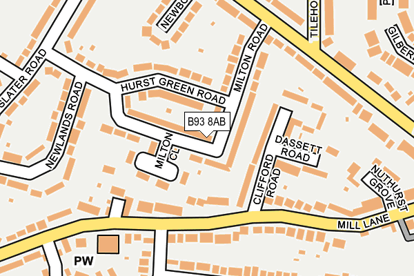 B93 8AB map - OS OpenMap – Local (Ordnance Survey)