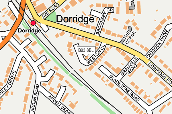 B93 8BL map - OS OpenMap – Local (Ordnance Survey)