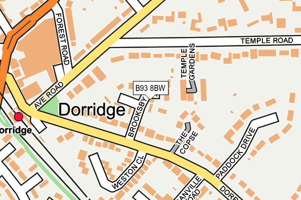 B93 8BW map - OS OpenMap – Local (Ordnance Survey)