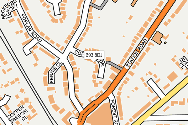 B93 8DJ map - OS OpenMap – Local (Ordnance Survey)