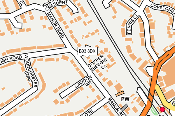 B93 8DX map - OS OpenMap – Local (Ordnance Survey)