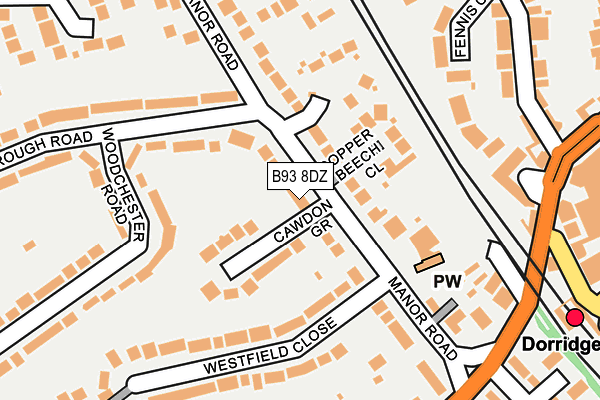 B93 8DZ map - OS OpenMap – Local (Ordnance Survey)