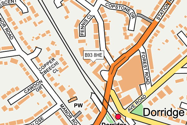 B93 8HE map - OS OpenMap – Local (Ordnance Survey)