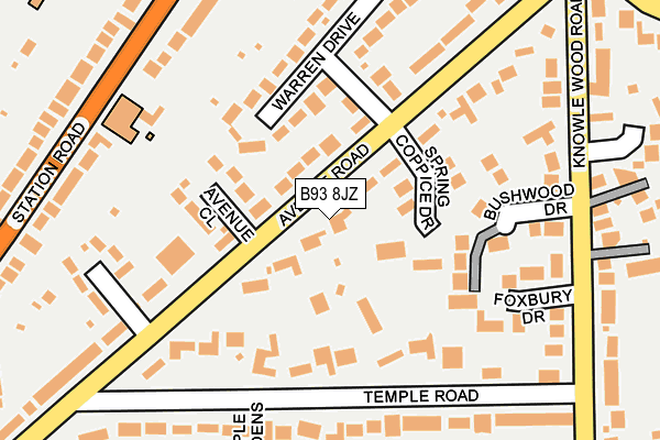B93 8JZ map - OS OpenMap – Local (Ordnance Survey)