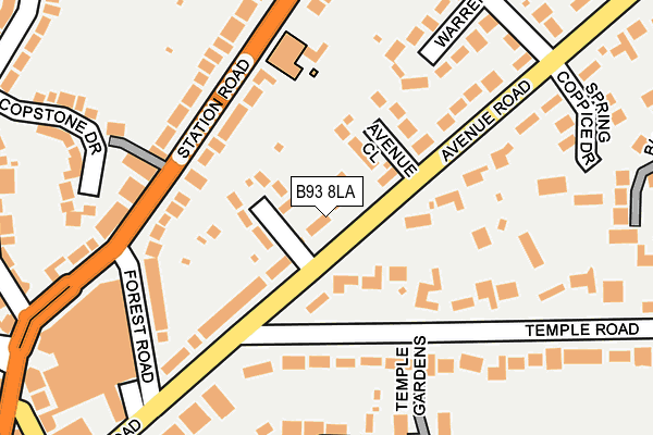 B93 8LA map - OS OpenMap – Local (Ordnance Survey)