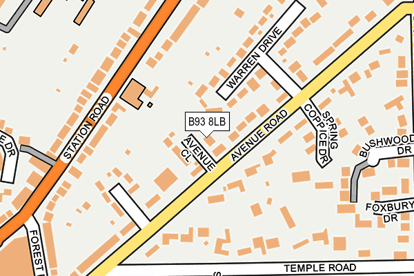 B93 8LB map - OS OpenMap – Local (Ordnance Survey)