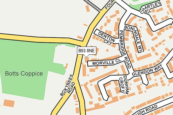 B93 8NE map - OS OpenMap – Local (Ordnance Survey)