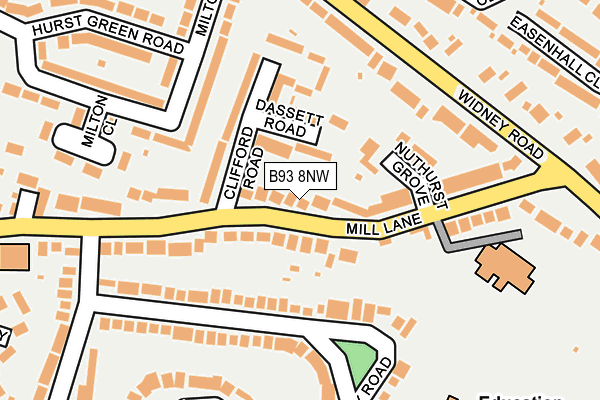 B93 8NW map - OS OpenMap – Local (Ordnance Survey)