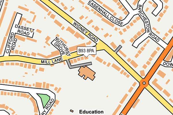 B93 8PA map - OS OpenMap – Local (Ordnance Survey)