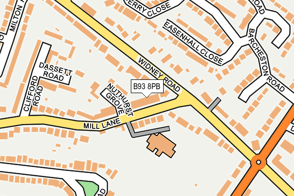 B93 8PB map - OS OpenMap – Local (Ordnance Survey)