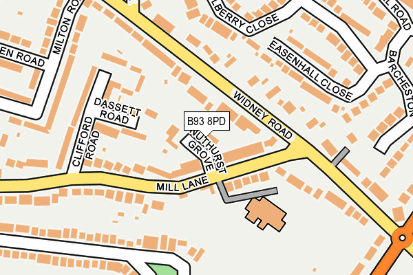 B93 8PD map - OS OpenMap – Local (Ordnance Survey)