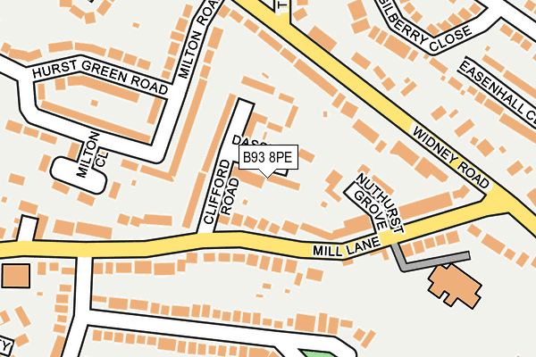 B93 8PE map - OS OpenMap – Local (Ordnance Survey)