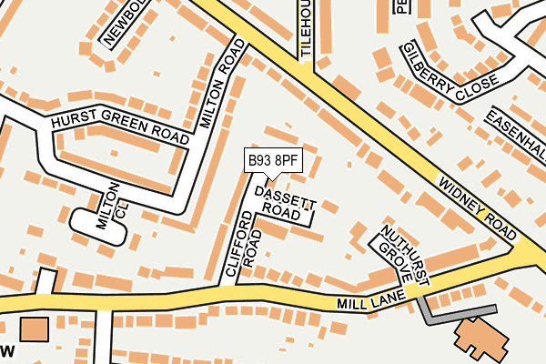 B93 8PF map - OS OpenMap – Local (Ordnance Survey)