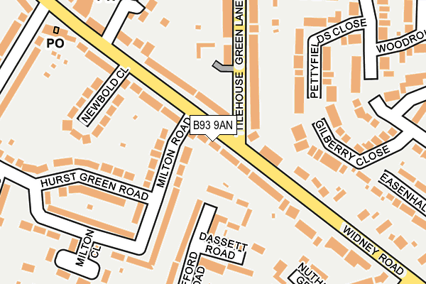 B93 9AN map - OS OpenMap – Local (Ordnance Survey)