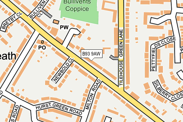 B93 9AW map - OS OpenMap – Local (Ordnance Survey)