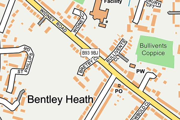 B93 9BJ map - OS OpenMap – Local (Ordnance Survey)