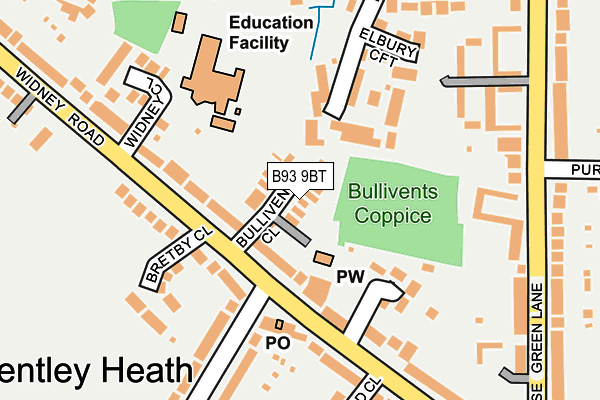 B93 9BT map - OS OpenMap – Local (Ordnance Survey)