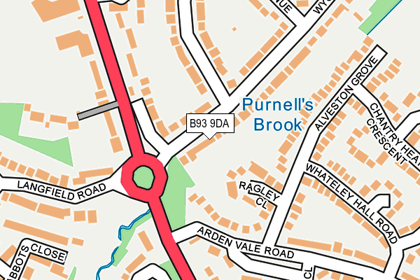 B93 9DA map - OS OpenMap – Local (Ordnance Survey)