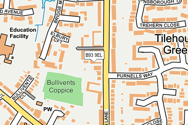 B93 9EL map - OS OpenMap – Local (Ordnance Survey)