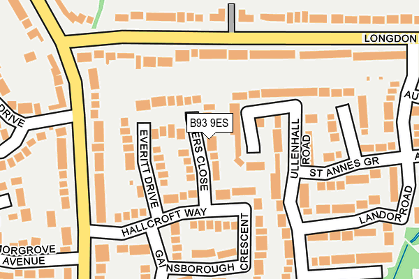 B93 9ES map - OS OpenMap – Local (Ordnance Survey)