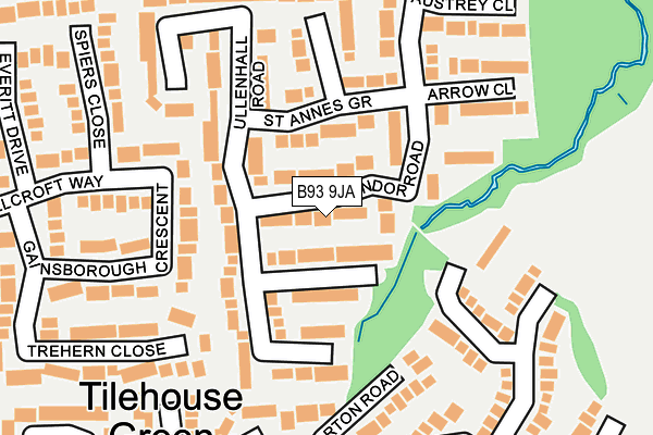 B93 9JA map - OS OpenMap – Local (Ordnance Survey)