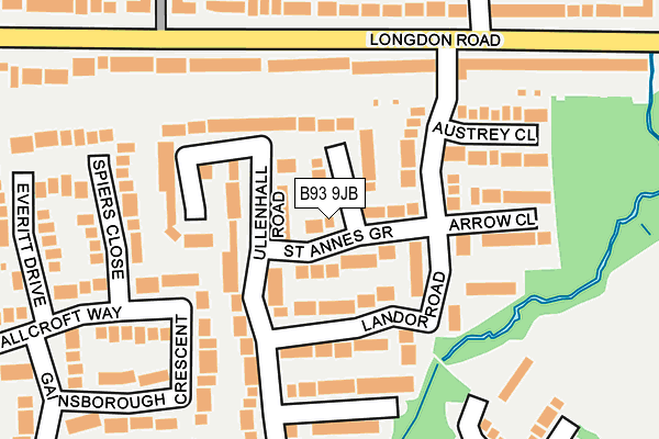 B93 9JB map - OS OpenMap – Local (Ordnance Survey)