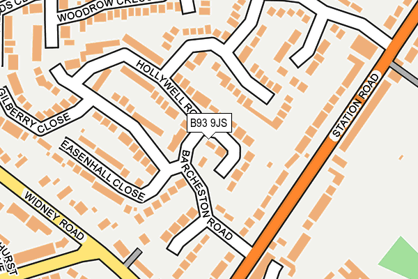 B93 9JS map - OS OpenMap – Local (Ordnance Survey)