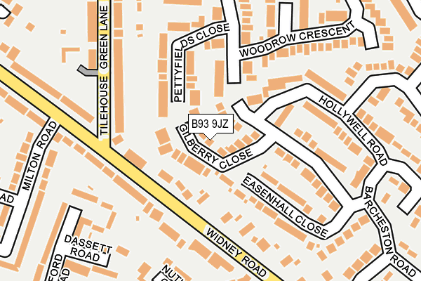 B93 9JZ map - OS OpenMap – Local (Ordnance Survey)