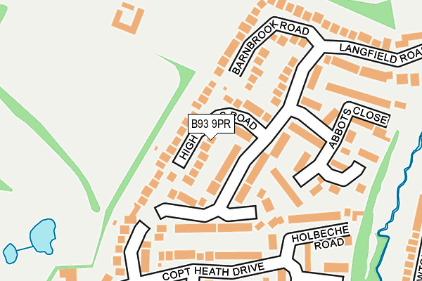 B93 9PR map - OS OpenMap – Local (Ordnance Survey)