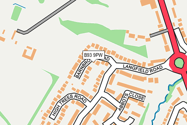 B93 9PW map - OS OpenMap – Local (Ordnance Survey)