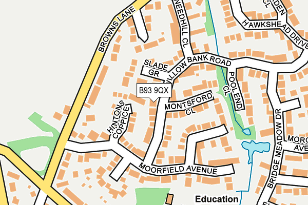 B93 9QX map - OS OpenMap – Local (Ordnance Survey)