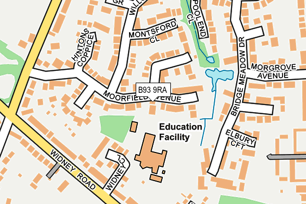 B93 9RA map - OS OpenMap – Local (Ordnance Survey)