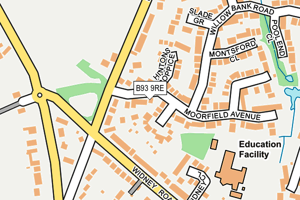 B93 9RE map - OS OpenMap – Local (Ordnance Survey)