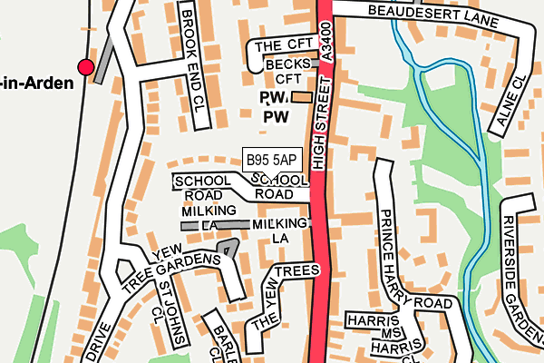 B95 5AP map - OS OpenMap – Local (Ordnance Survey)
