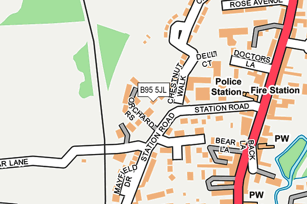 B95 5JL map - OS OpenMap – Local (Ordnance Survey)