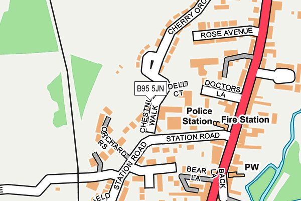 B95 5JN map - OS OpenMap – Local (Ordnance Survey)